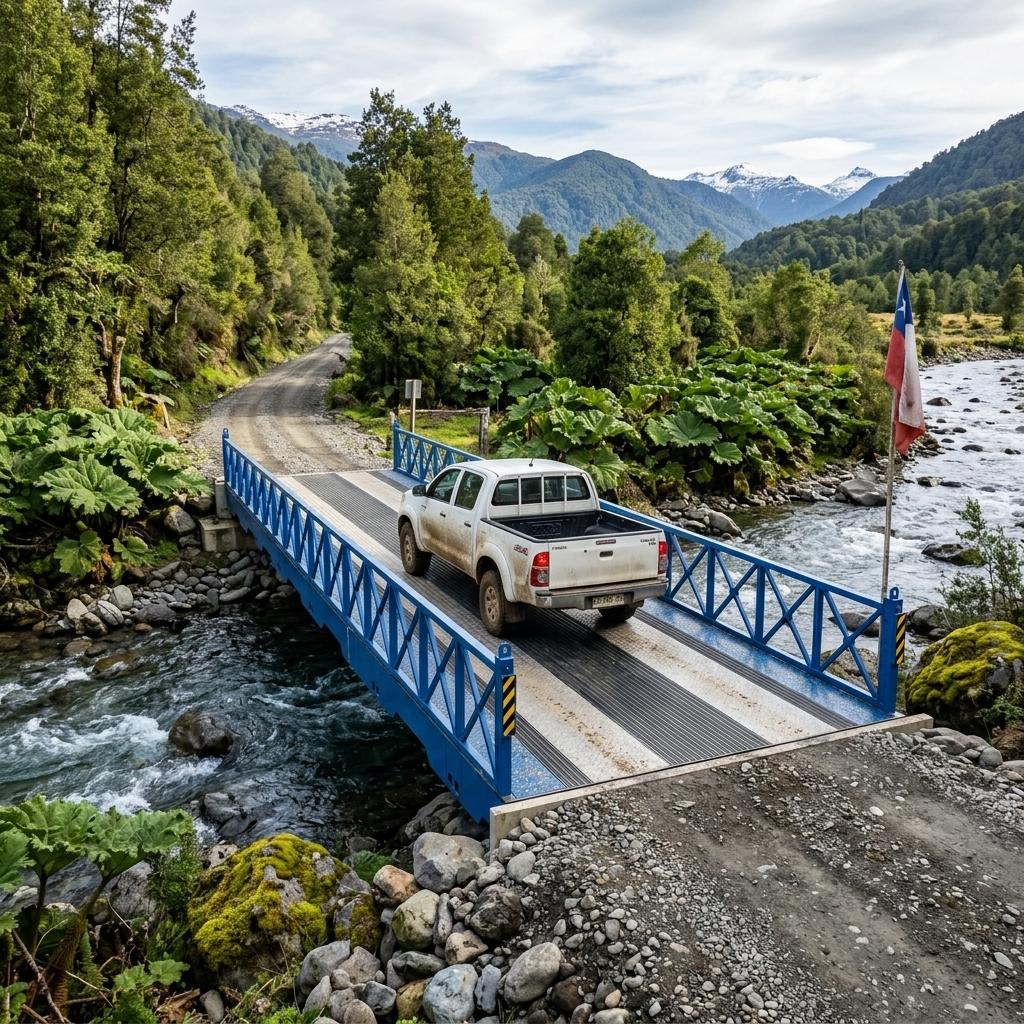 Puente modular conectando comunidades aisladas y caminos rurales